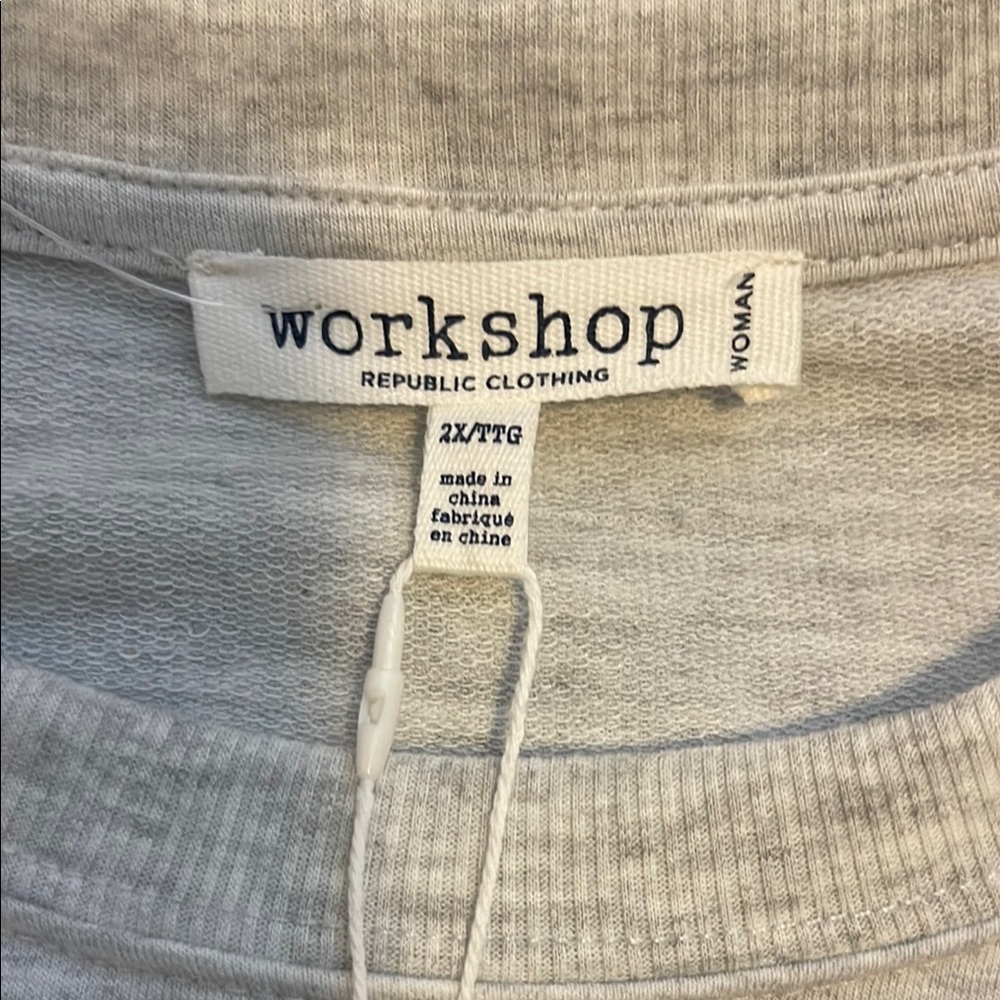 Workshop Republic Clothing Lightweight Embroidered Gray Top NWT - Picture 8 of 13